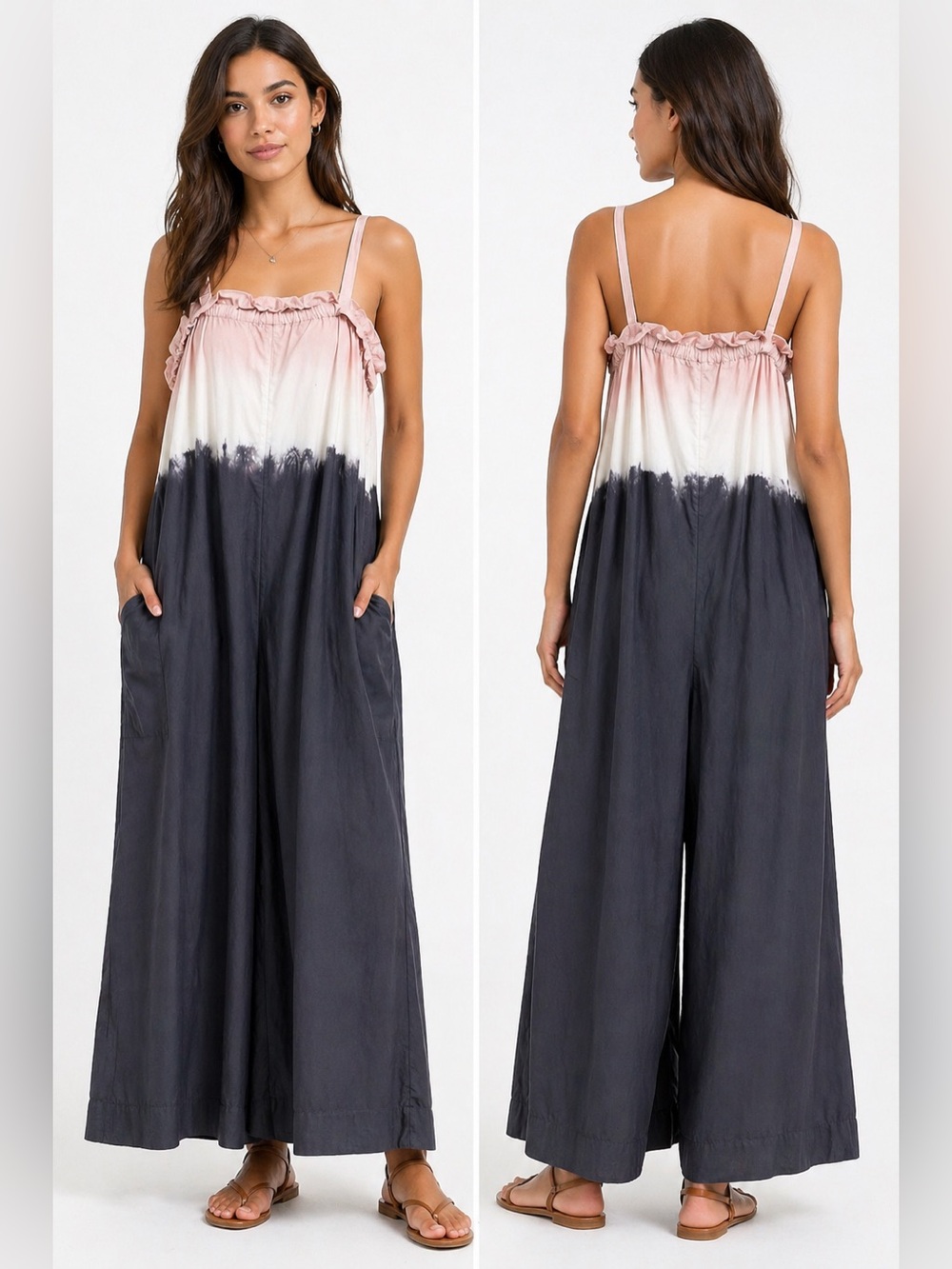 SEA New York Zelda ombré wide leg Jumpsuit romper pink grey flowy FP style